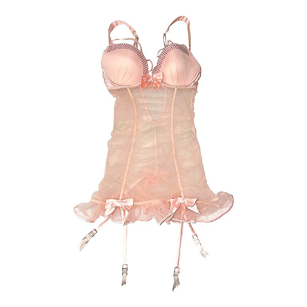 Peach Victoria’s Secret sheer babydoll.